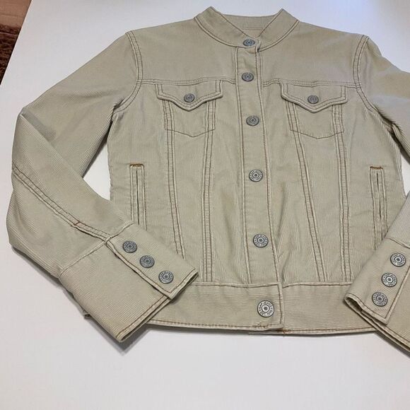 Vintage Y2K GAP Stretch Corduroy Jacket, Cream with Brown Stitching, XS - Picture 2 of 8
